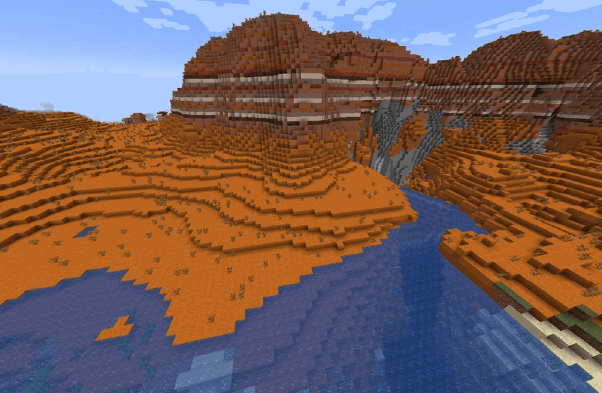 Un bioma badlands in Minecraft