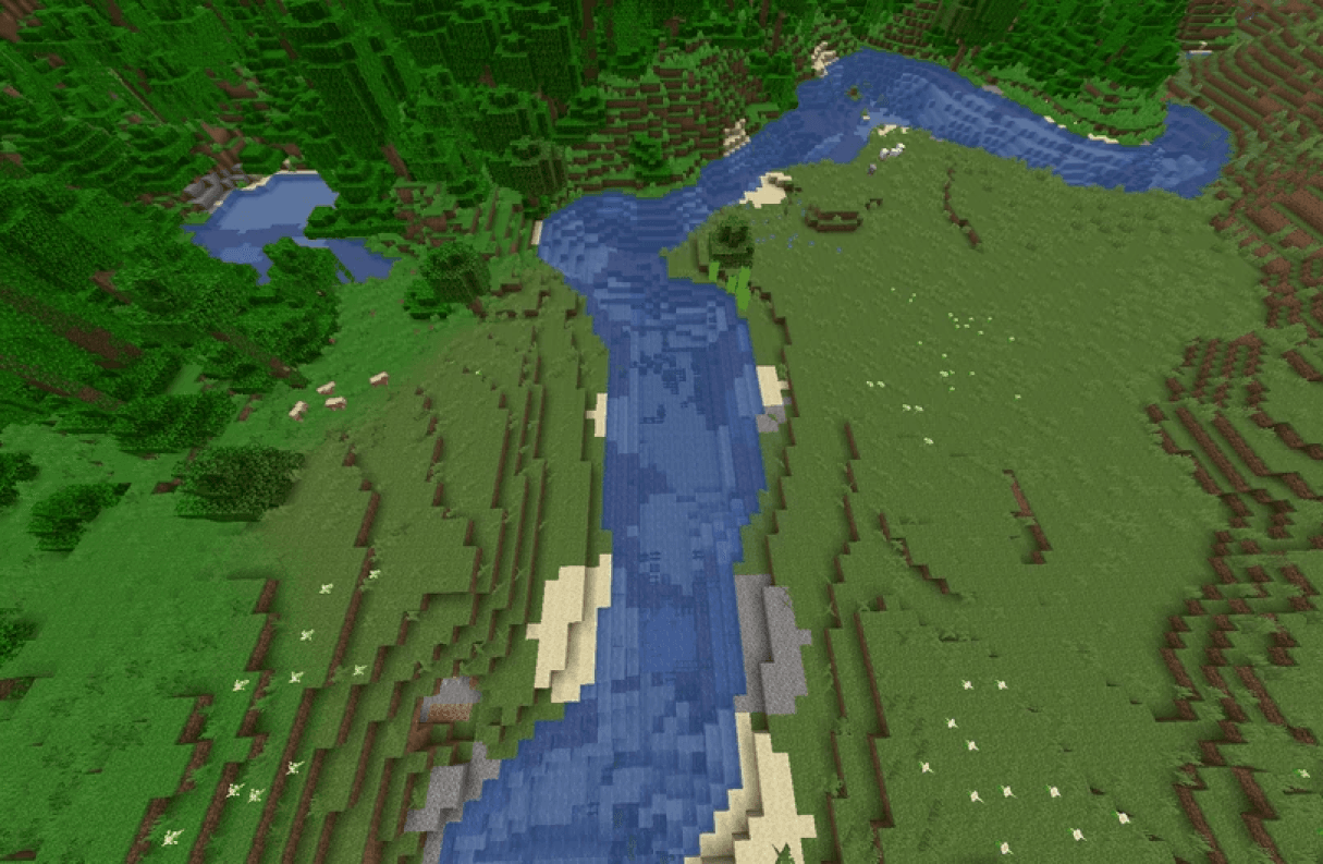 Un bioma fiume in Minecraft