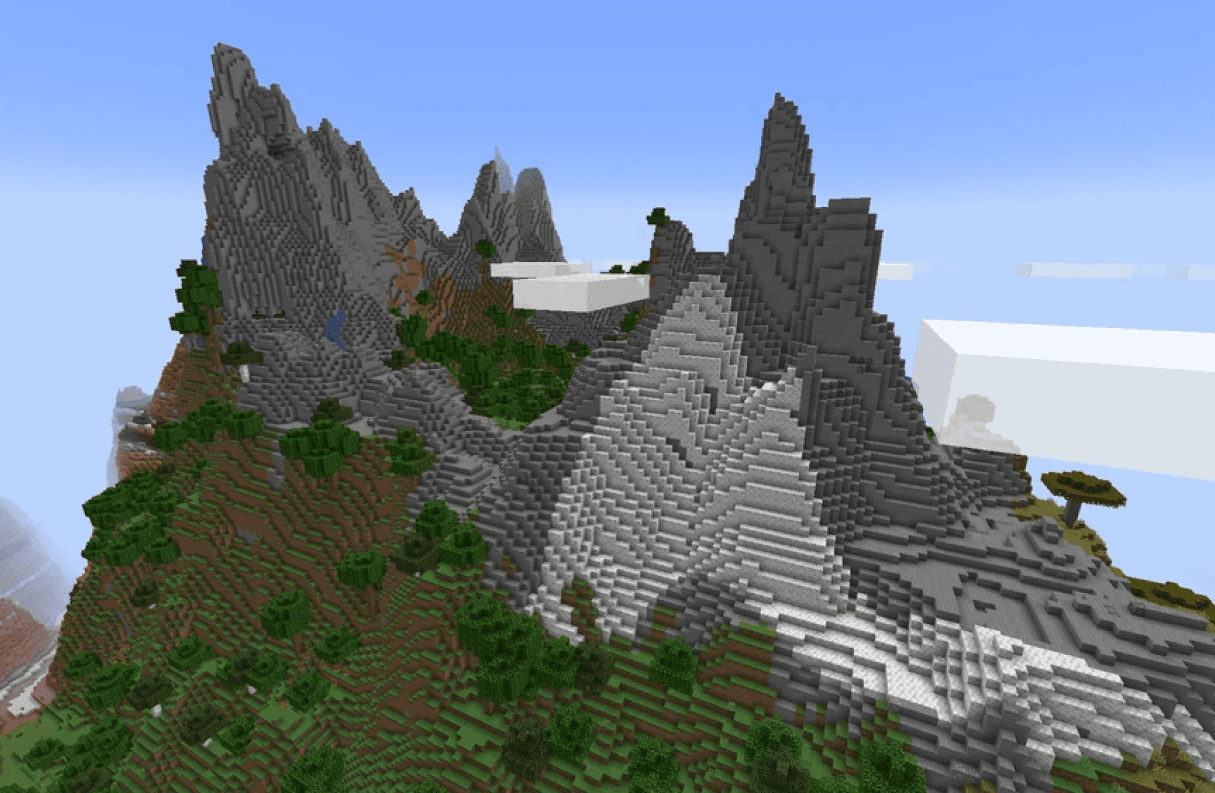 Un bioma vette rocciose in Minecraft